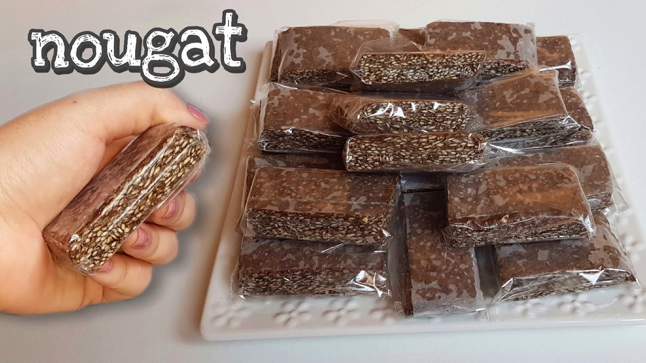 nougat facile/torrone/noga نوغا زريعة الكتان معلكة لذيذة بدون طرمومتر بدون كليكوز ولاماكينة/نوجا