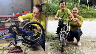 The mechanic girl repaired and restored the entire old bicycle for the child|Mechanic girl