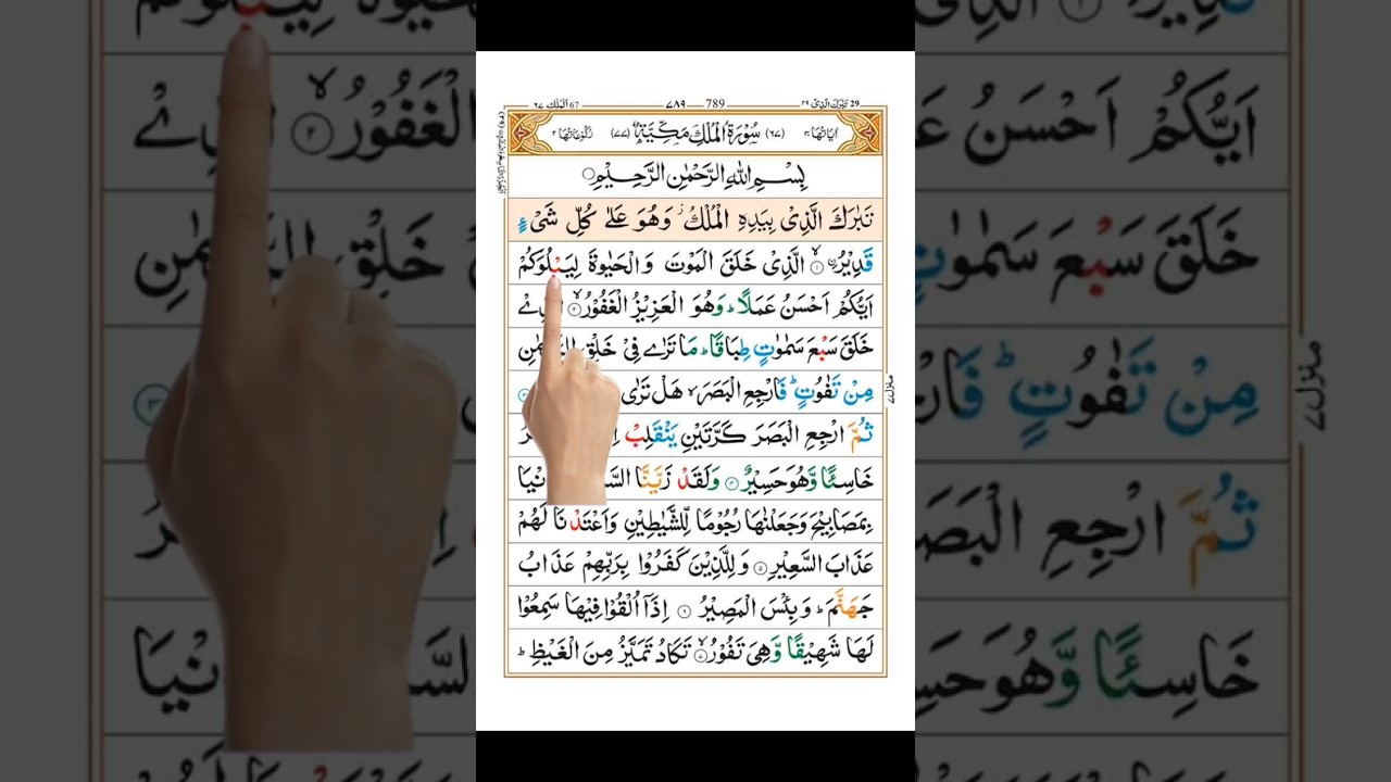 Surah Mulk Full HD Arabic Text #shorts #youtubeshorts