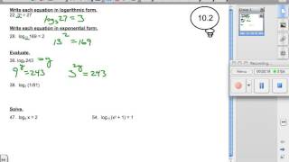 10-2:  Logarithms & Logarithmic Functions