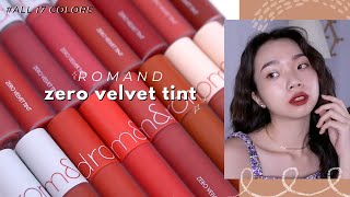 (EngCC) Swatch & Review Full 17 Màu ROMAND ZERO VELVET TINT (Baked Velvet   Shell Nude) | Trang