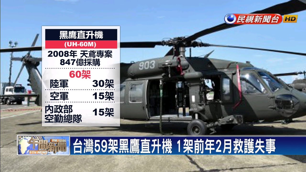 台灣59架黑鷹直升機 1架前年2月救護失事－民視新聞
