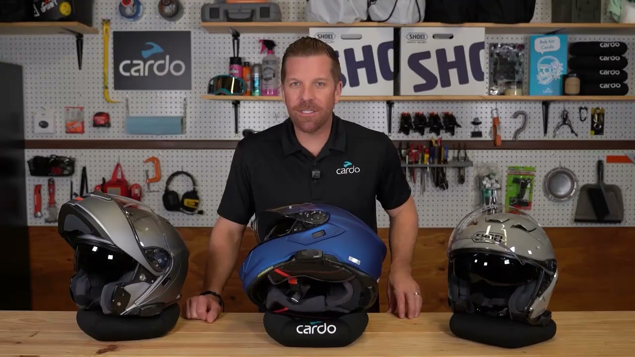 shoei neotec 2 cardo solo II Modular Helmet Jaunt Graphic TC-7 HelmetCountry.com With the Packtalk Shoei Adapter How to install a Cardo