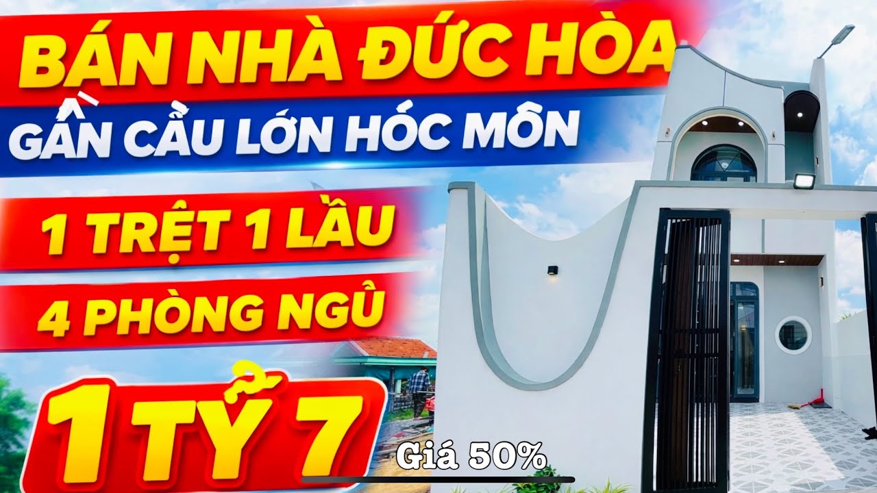 Bán Nhà Đức Hoà Gần Cầu Lớn Hóc Môn  | 1 Trệt 1 Lầu 4 Phòng Ngủ