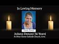 Final Journey Of IJuliana Dsouza 56 Years St Peter Claver Church Arva