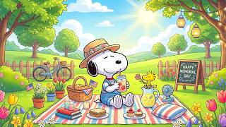 Snoopy's Cozy Happy Memorial Day Picnic 🧺 Gentle Smooth Jazz & Peaceful Atmosphere for Study 🎶