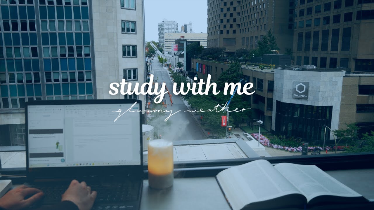 3-HOUR STUDY WITH ME 🌩️ on a GLOOMY DAY / Pomodoro 50-10 /🔥 Fire Crackling / No Music [ambient ver.]