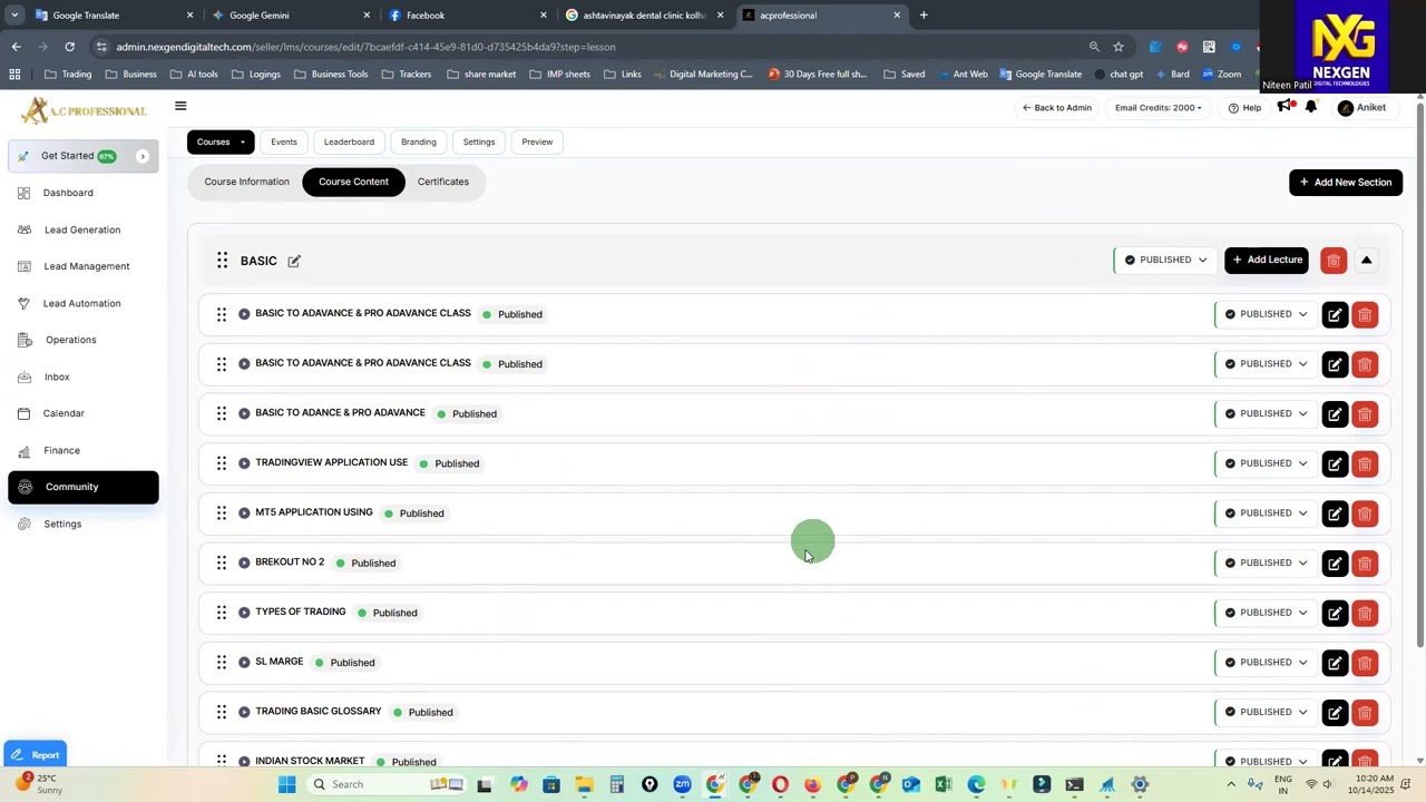 Course Duplication in Nexgen Crm