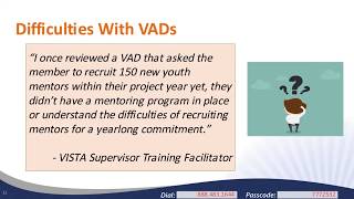 The Importance of the VAD in VISTA Projects