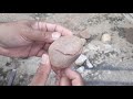 Quebrando pedra de Rio para ver se tem  Diamante .  pedra vulcânica