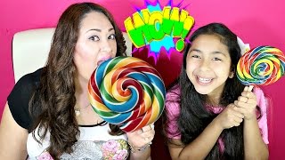 GIANT Rainbow Lollipops and Piñata Gumballs CANDY Taste|B2cutecupcakes