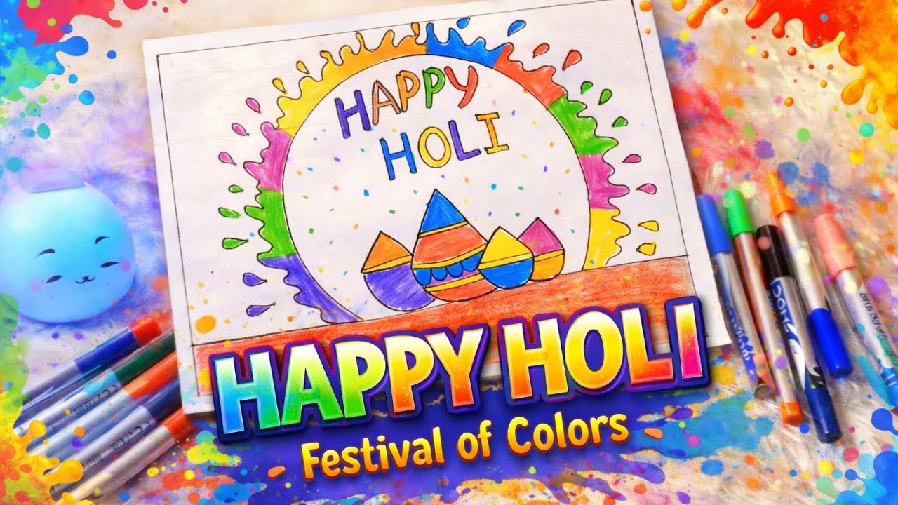 Happy Holi festival drawing 🎊#happyholi #drawing #fastival #art #holidrawing #colourful #tyohar 