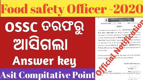 Ossc Answer key of Food safety officer -2020