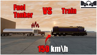 Train VS Fuel Tanker Truck (55) | Car Body Testing | beamng drive crashes