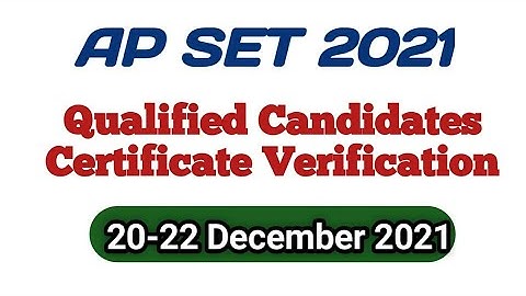 AP SET 2021 Certificate Verification