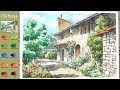 Landscape Watercolor - Old House (sketch & color mixing process) NAMIL ART