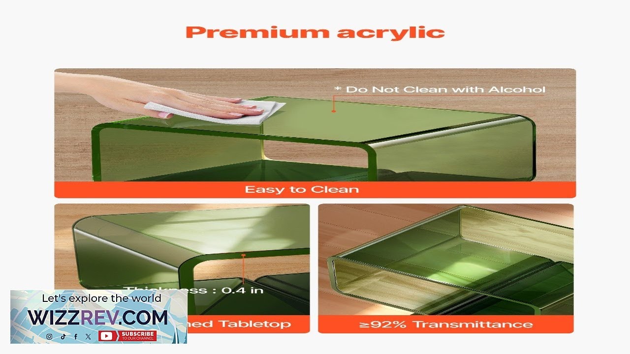 Акриловый прикроватный столик VEVOR, современный прозрачный прикроватный столик с полкой для хран...