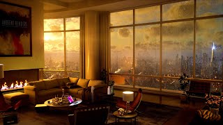 Relax In This Succession Inspired NYC Penthouse | Manhattan Sunrise | Rain On Window | Wind Sounds