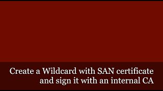 Create a Wildcard with SAN certificate and sign it with an internal CA