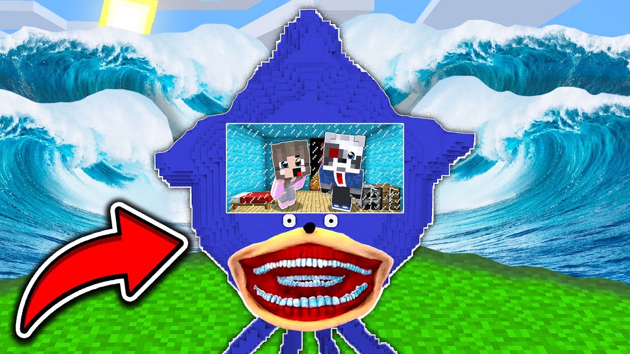 НУБ И ПРО НАШЛИ ДОМ ВНУТРИ СОНИК ПОЖИРАТЕЛЬ ПРОТИВ ЦУНАМИ В МАЙНКРАФТ SONIC TAPES MINECRAFT