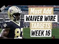 Must Add Players: Week 16 Fantasy Football Waiver Wire Advice