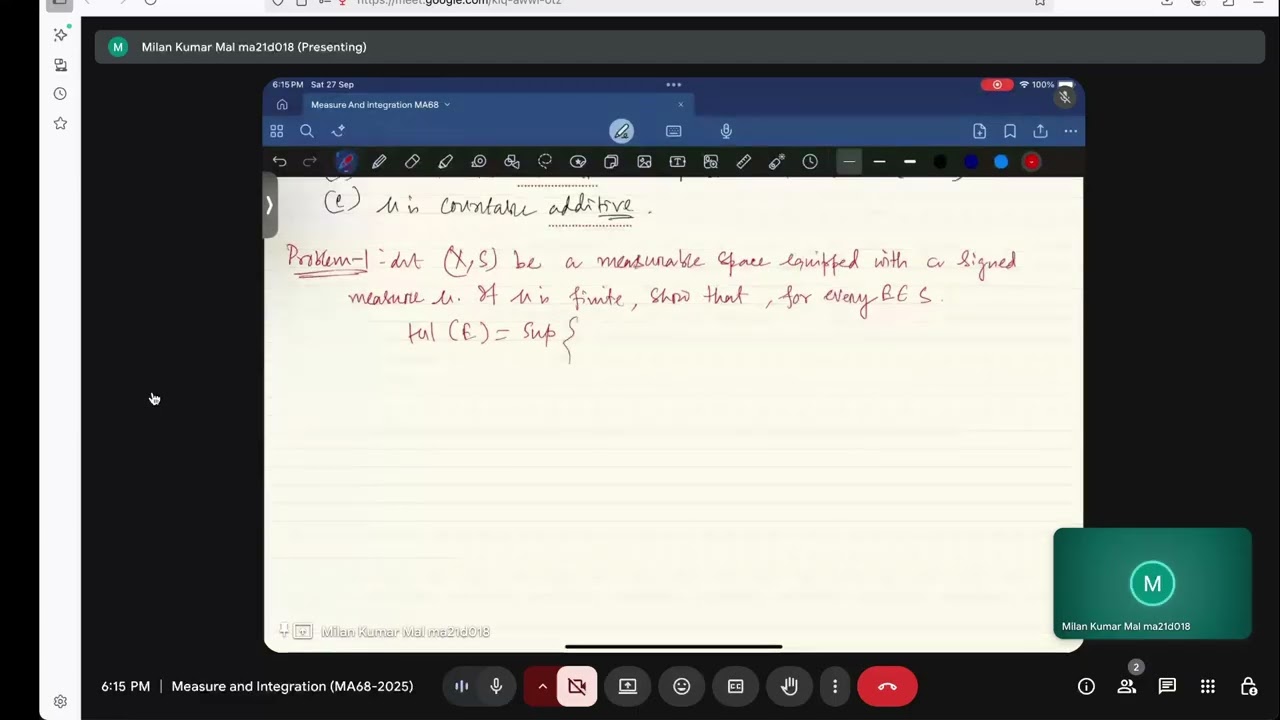 Live Tutorial Session 10 | NPTEL noc25_ma68| Measure and Integration