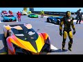 Bumblebee stunt ramps Spiderman Ironman Hot Wheels cars Hulk Among Us Deadpool GTA V