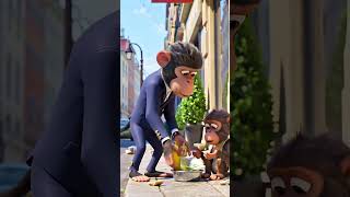 poor monkey gets money and food / #ai #foryou #automation #youtubeshorts #viral