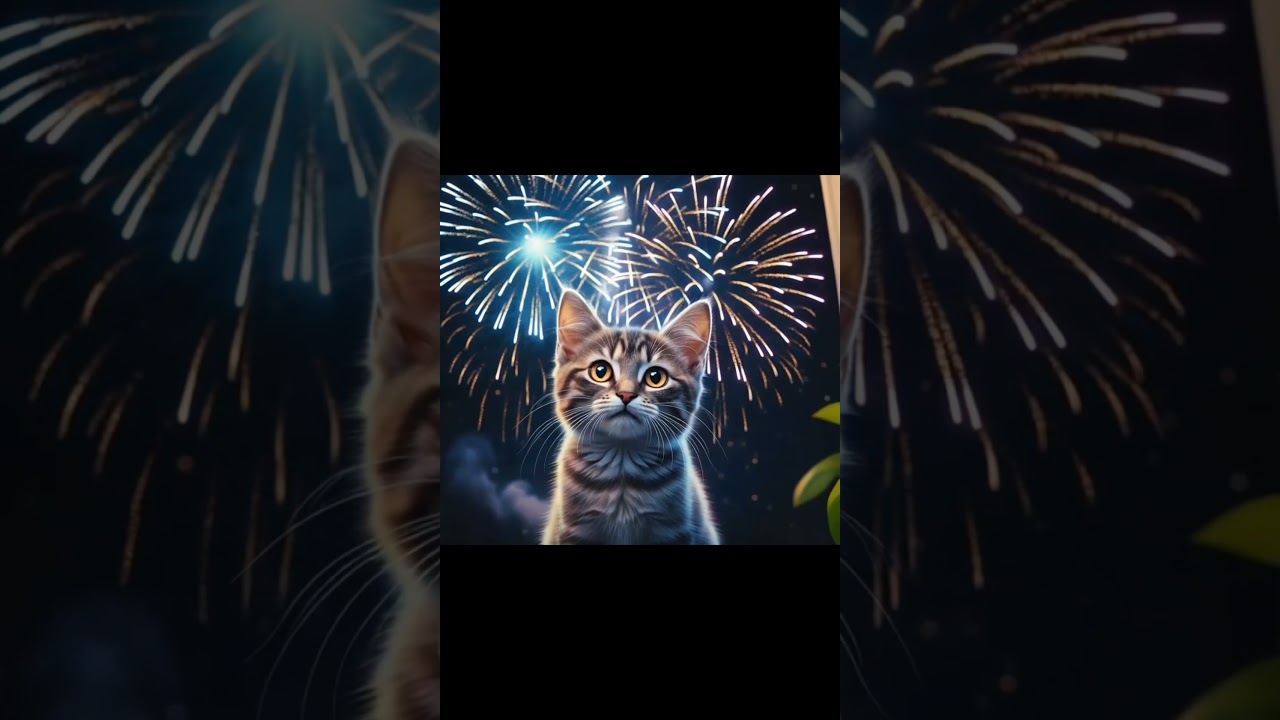 Cutest Kitten Watching Fireworks 