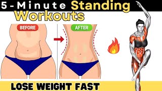 5 Minute Standing MORNING Workout ✔ LOSE WEIGHT AND BELLY FAT