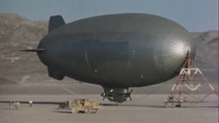 Plumbbob Blimp Set Up And A4D Aircraft Flying Sunset With Bomb