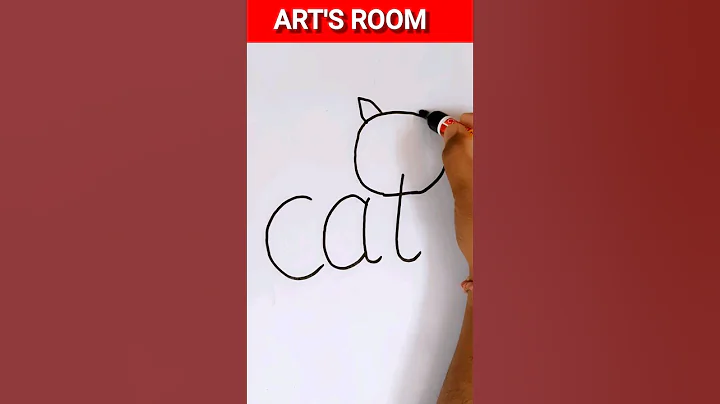 How to draw a cat with word cat #shorts #youtubeshorts #artsroom