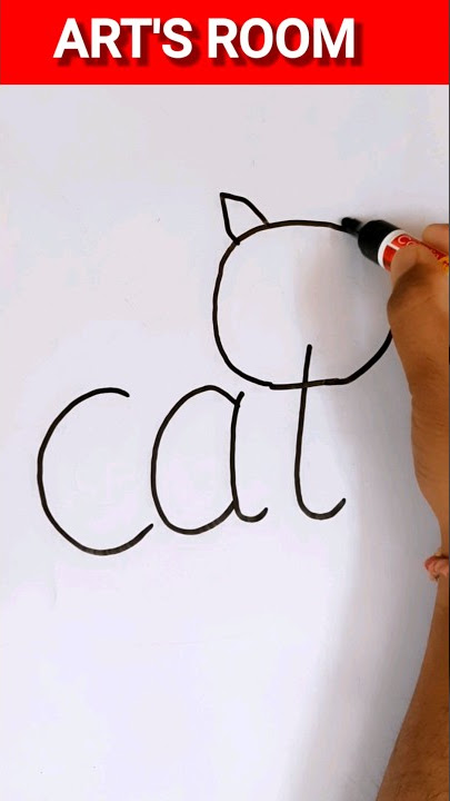 How to draw a cat with word cat #shorts #youtubeshorts #artsroom