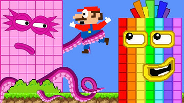 Super Mario Escape vs the Giant Numberblocks Mix Level Up | Learn to Count | Game Animation