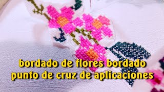 bordado de flores bordado punto de cruz de aplicaciones |Creaciones y manualidades ángeles