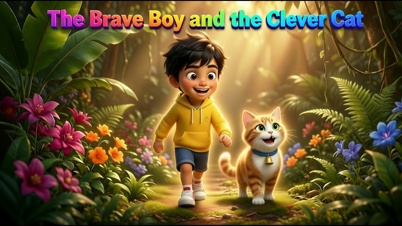 "The Brave Boy and the Clever Cat" Short Story For Kids