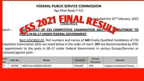 #CSS 2021 Final Result| CSS 2021 Toppers|CSS 2021 Result