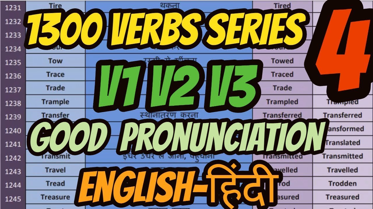 Three Forms Of Verb Chart List