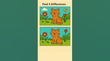 🌸 Spot the 3 Hidden Differences in This Cute Cat Scene! 🐱 #shorts #spotthedifference #trending