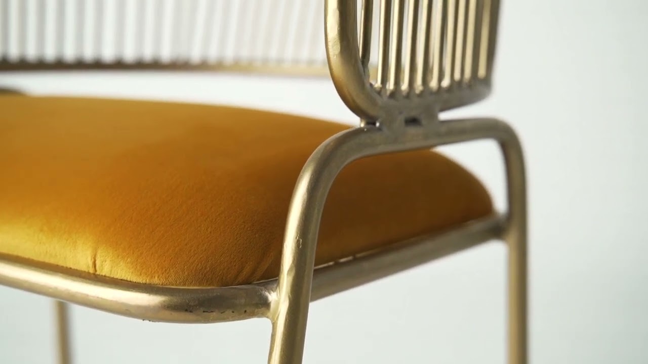 Scaun din metal auriu in stil Art Deco - Mobilier exclusiv importat in serii limitate