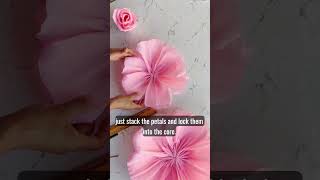 No Glue Gun needed 🚫🔫 Giant Crepe Paper rose flower 40 cms,  flores de papel crèpe@PaperSaiarts
