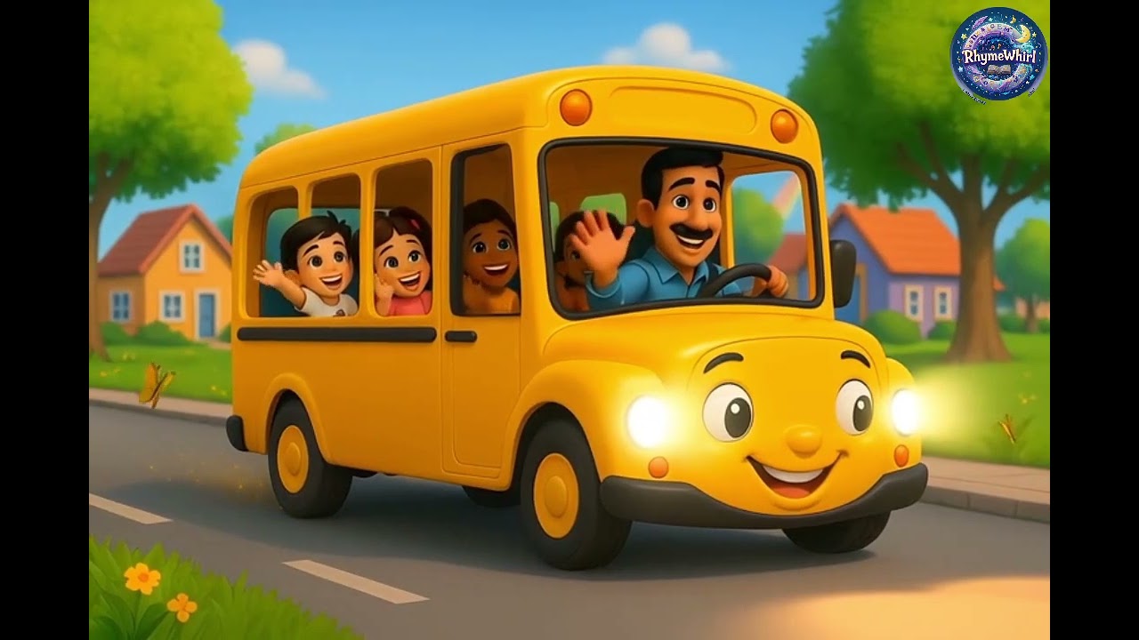 🎶 Wheels on the Bus Go Round & Round | Magical Rhyme for Children 🌈|RhymeWhirl 