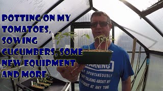 Potting on my tomatoes, sowing cucumbers, new equipment and more.