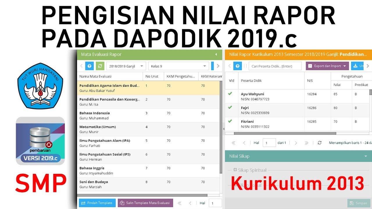 Cara Cepat Pengisian Nilai Rapor Pada Aplikasi Dapodik 2019 C Youtube