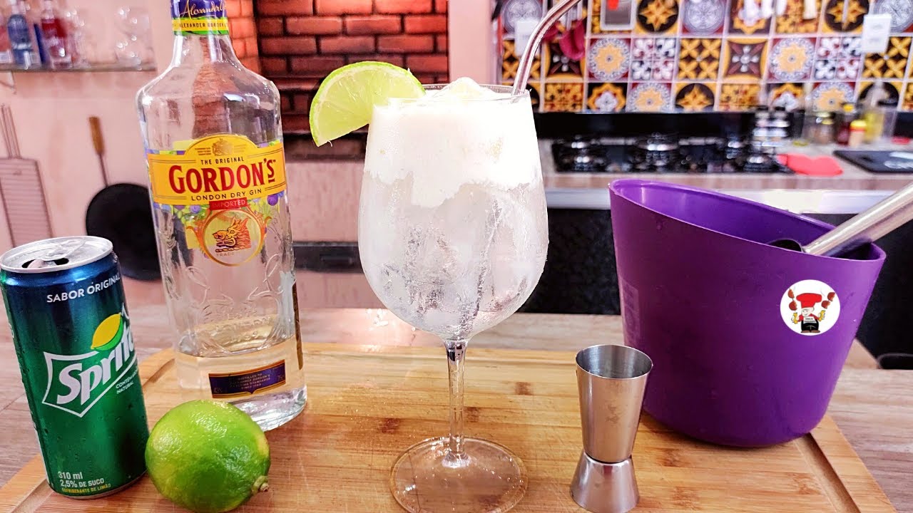 Como Fazer Gin Tônica Limão Sprite e Leite Condensado Drink de Bar ...