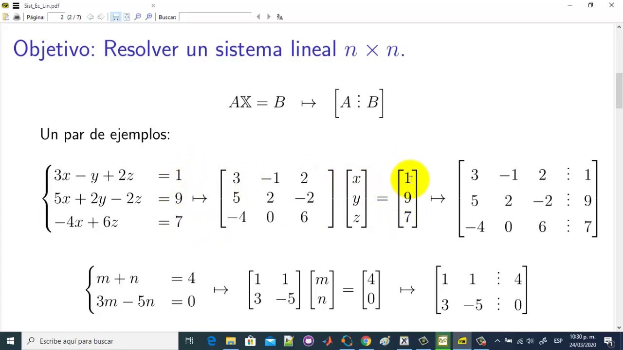 Sistemas de ecuaciones lineales - Descripción y opciones de solución en