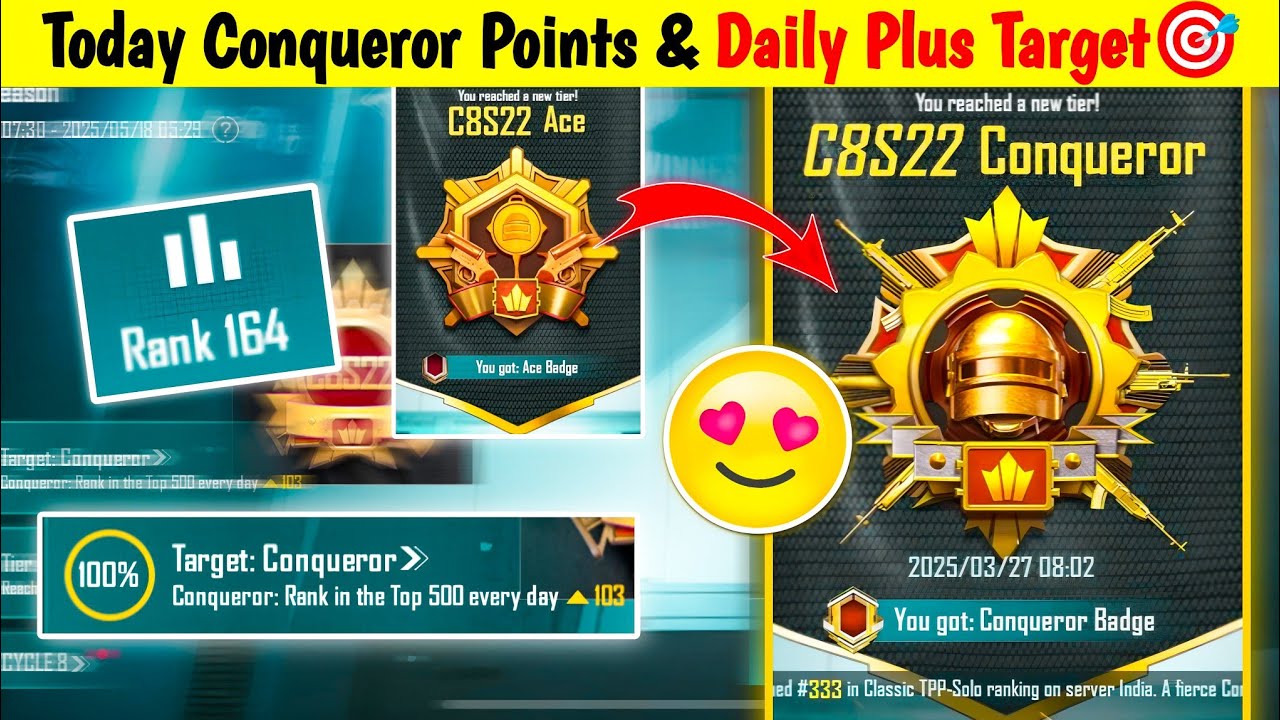 Day 15🇮🇳 Today Conqueror Points & Daily Plus Target🎯 Solo Conqueror ...