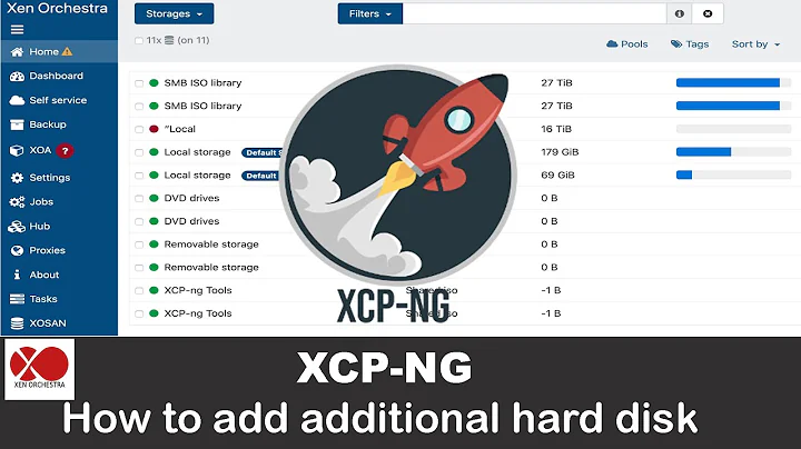 how to add additional hard disk in  on XCP-NG - XenServer