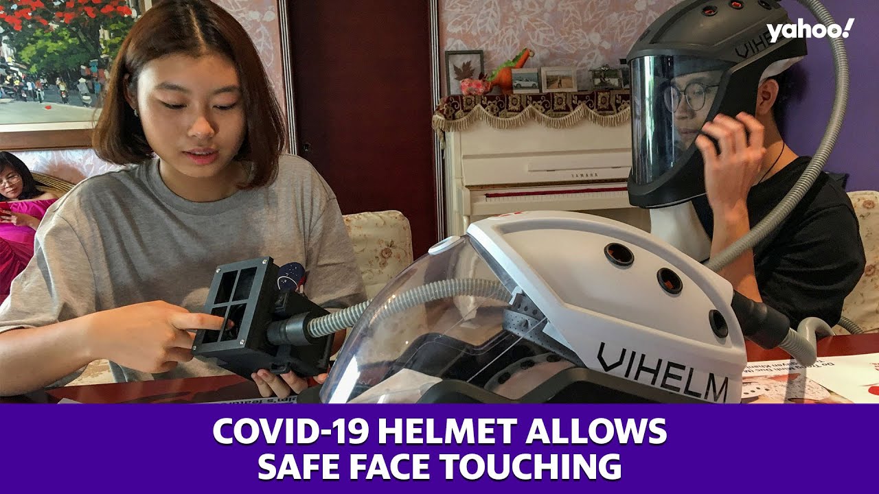 Covid-19 helmet allows safe face touching