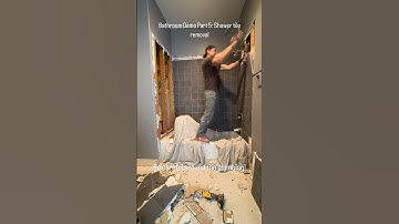 Bathroom demo part 5: shower tile removal #diy #renovation #bathroomremodel #project #bathroom